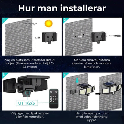 Nordfyn™ LumiGuard – Solcellslampa med Rörelsesensor (200 LED, Vattentät)