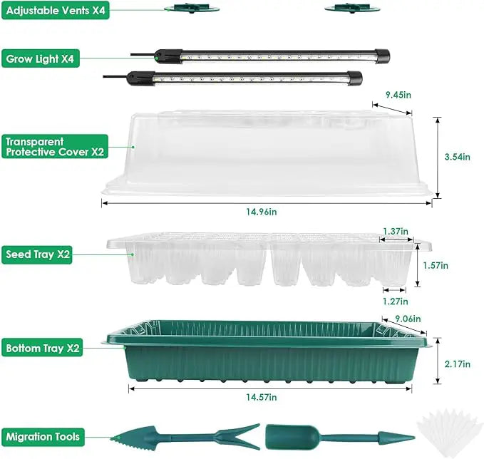 GrönStart™ Komplett Odlingstartkit – 80 Plantceller + Kraftfull LED Växtbelysning