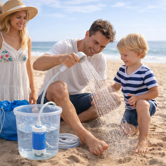 Nordfyn™ AquaFlow Pro – Duscha var du än är, utan kran eller el