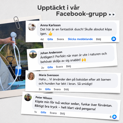 Nordfyn™ AquaFlow Pro – Duscha var du än är, utan kran eller el