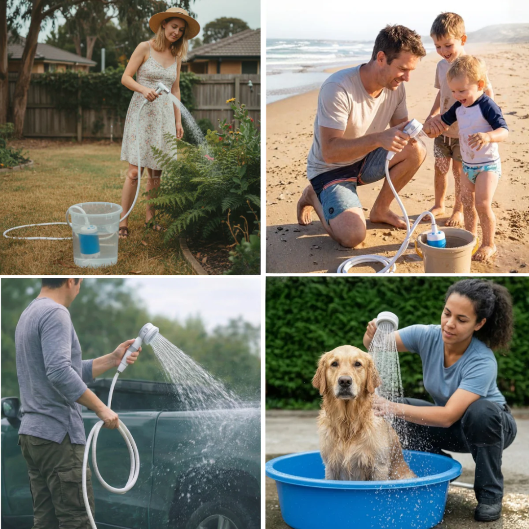 Nordfyn™ AquaFlow Pro – Duscha var du än är, utan kran eller el