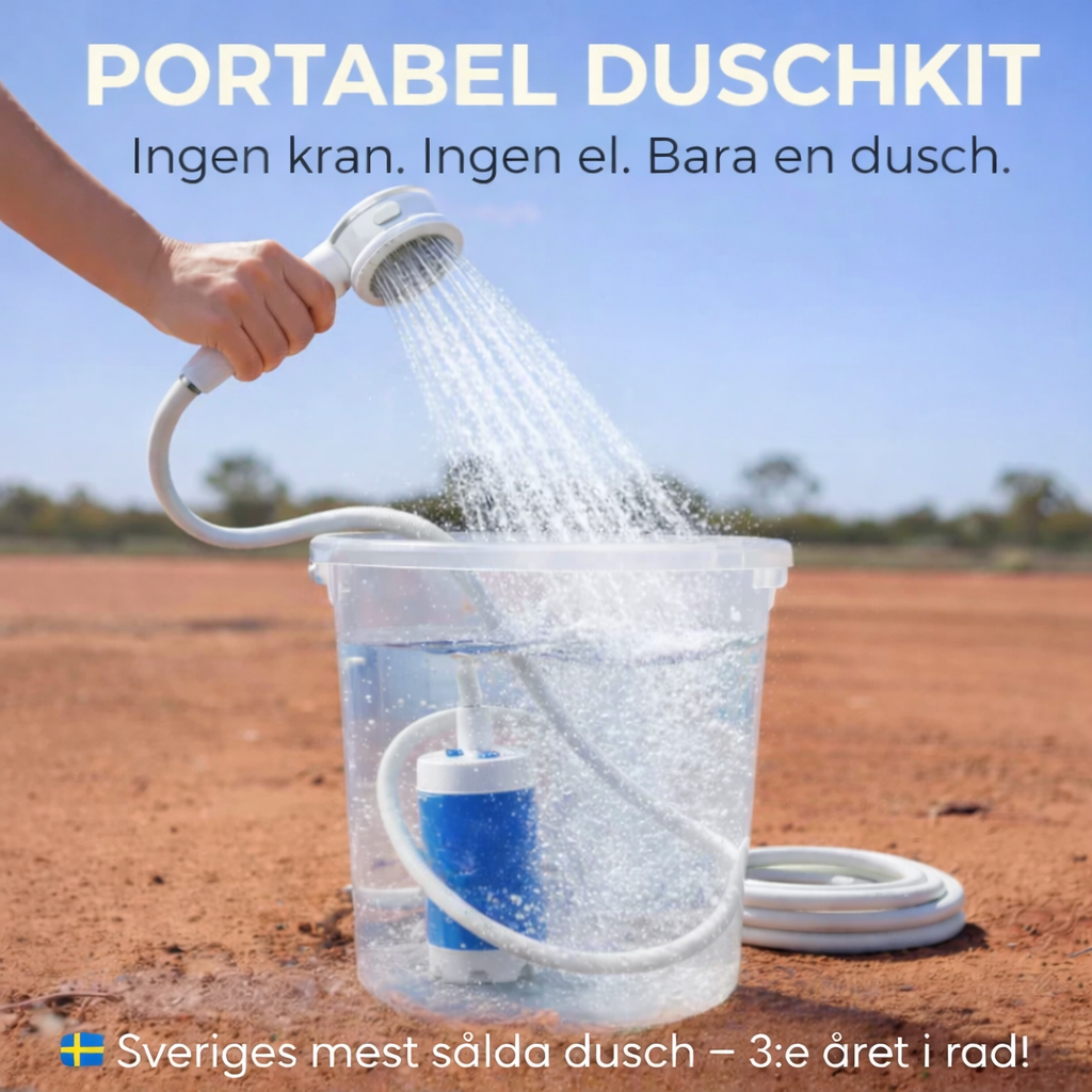 Nordfyn™ AquaFlow Pro – Duscha var du än är, utan kran eller el